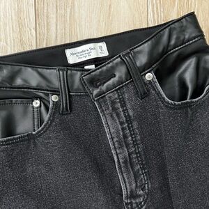 Abercrombie and Fitch black jean (front) and black vegan leather (back) pants